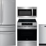 Frigidaire Gallery Series FRRERADWMW5139 4 Piece Kitchen Appliances Package with French Door Refrigerator, Electric Range, Dishwasher and Over the Range Microwave in Stainless Steel