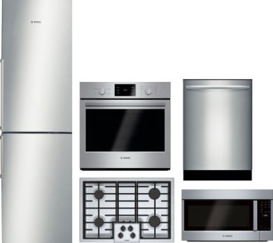 Bosch 500 Series BORECTWODWRH131 5 Piece Kitchen Appliances Package