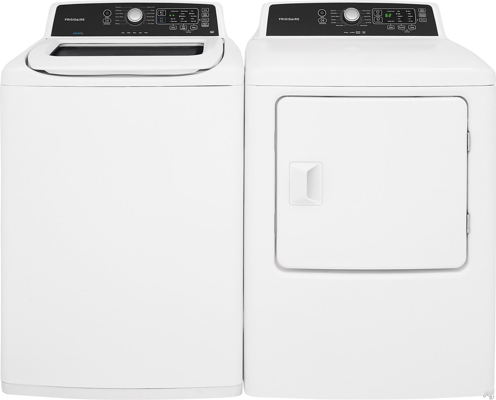 Frigidaire FRWADREW4 Side-by-Side Washer & Dryer Set with Top Load Washer and Electric Dryer in White