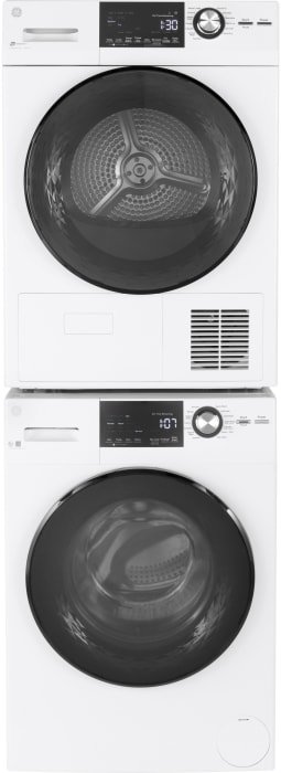 GE GFW148SSMWW 24 Inch Front Load Washer with 2.4 cu. ft. Capacity, 14 Wash Cycles, Steam, Quick Wash, Internal Water Heater, Stainless Steel Wash Basket, 1400 RPM Spin Speed, Electronic Touch Controls, Easy Installation and ENERGY STAR®