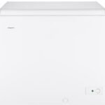 Hotpoint HCM7SMWW 37 Inch Chest Freezer with 7.1 Cu. Ft. Capacity, Textured Aluminum Liner, Manual Defrost with Drain, Removable Wire Basket, and Power Indicator Light