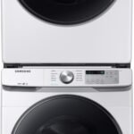 Samsung SAWADREW61003 Stacked Washer & Dryer Set with Front Load Washer and Electric Dryer in White